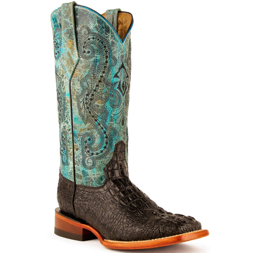 Ferrini Boots Boots Ferrini Women's Stampede Square Toe Boots Crocodile Print - Black/Teal  9039350