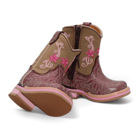 Hooch Boots Boots Baby Girl's Genuine Leather Square Toe Boots - Brown