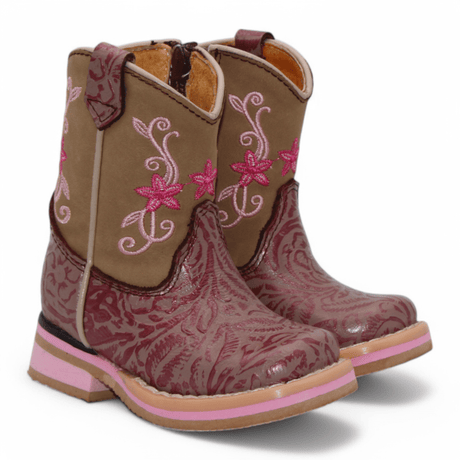 Hooch Boots Boots Baby Girl's Genuine Leather Square Toe Boots - Brown