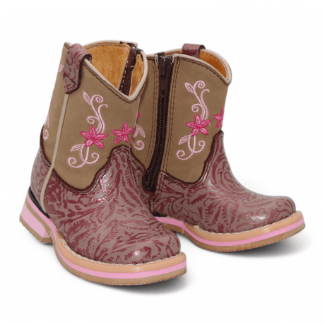 Hooch Boots Boots Baby Girl's Genuine Leather Square Toe Boots - Brown