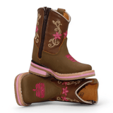 Hooch Boots Boots Baby Girl's Genuine Leather Square Toe Boots - Tan