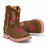 Hooch Boots Boots Baby Girl's Genuine Leather Square Toe Boots - Tan