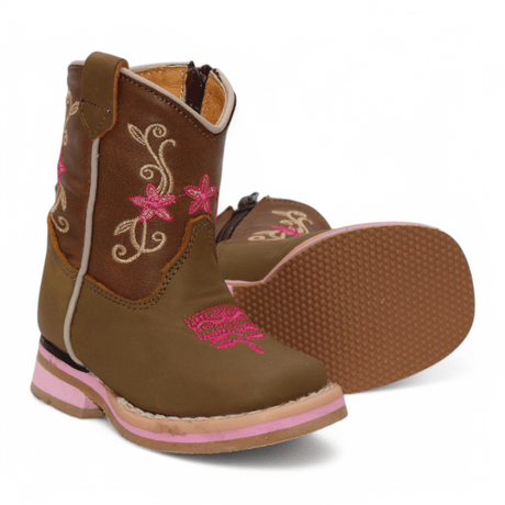 Hooch Boots Boots Baby Girl's Genuine Leather Square Toe Boots - Tan