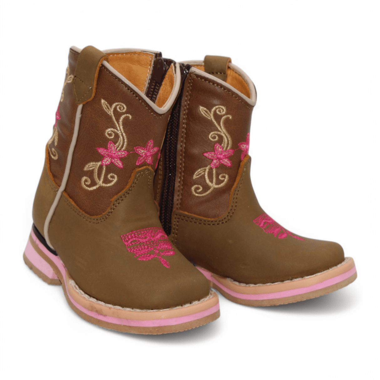 Hooch Boots Boots Baby Girl's Genuine Leather Square Toe Boots - Tan