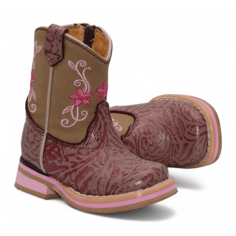 Hooch Boots Boots Brown / 2 Baby Girl's Genuine Leather Square Toe Boots - Brown