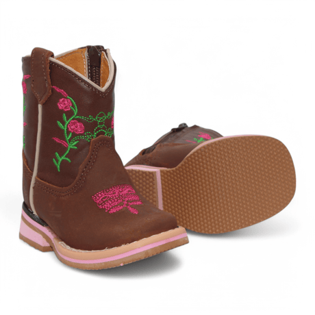 Hooch Boots Boots Girl's Genuine Leather Square Toe Boots - Brown