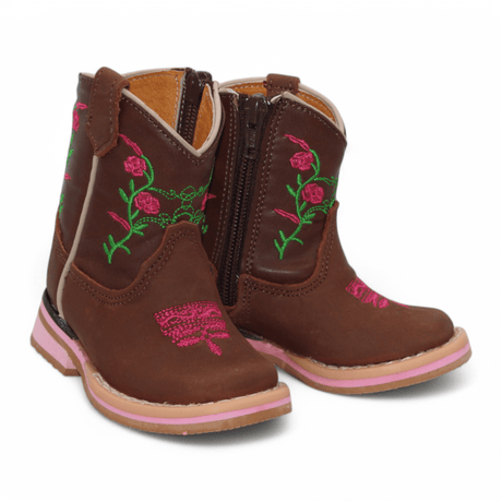 Hooch Boots Boots Girl's Genuine Leather Square Toe Boots - Brown