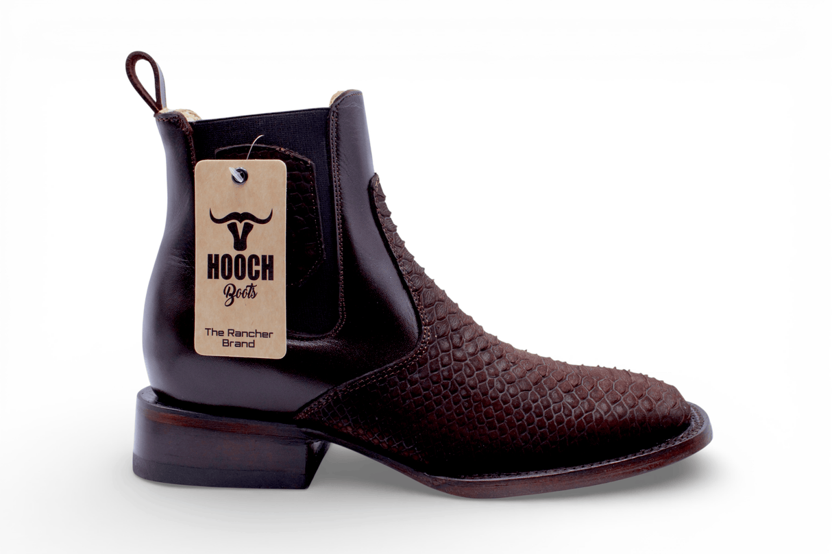 Hooch Boots Boots Men’s Genuine Leather Square Toe Ankle Boots Chocolate Color – Hooch Boots