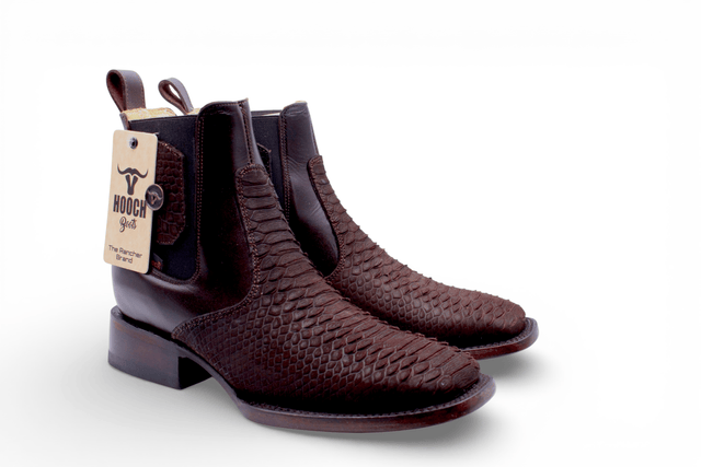 Hooch Boots Boots Men’s Genuine Leather Square Toe Ankle Boots Chocolate Color – Hooch Boots