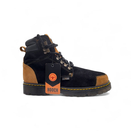 Hooch Boots Boots Men’s Suede Leather Round Toe Work Shoes Black & Honey Color – Hooch Boots