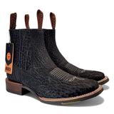 Hooch Boots Men’s Genuine Bull Shoulder Leather Square Toe Ankle Boots Black Color – Hooch Boots