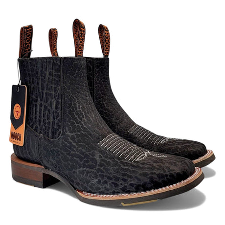 Hooch Boots Men’s Genuine Bull Shoulder Leather Square Toe Ankle Boots Black Color – Hooch Boots