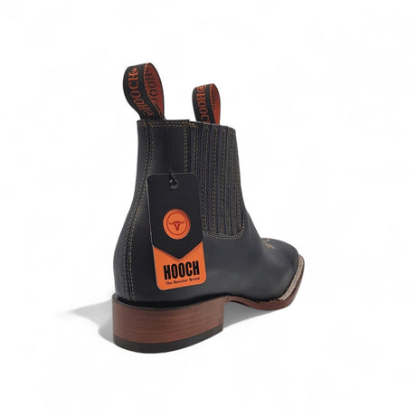 Hooch Boots Men’s Genuine Leather Square Toe Ankle Boots Black Color – Hooch Boots