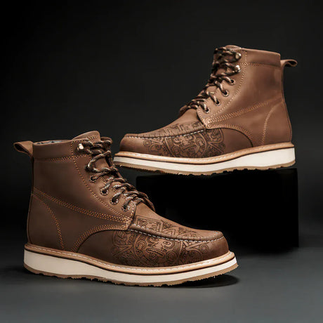 Joe Boots Boots Original Aztec Moc Toe Work Boot Light Brown Color - Hammer Boots