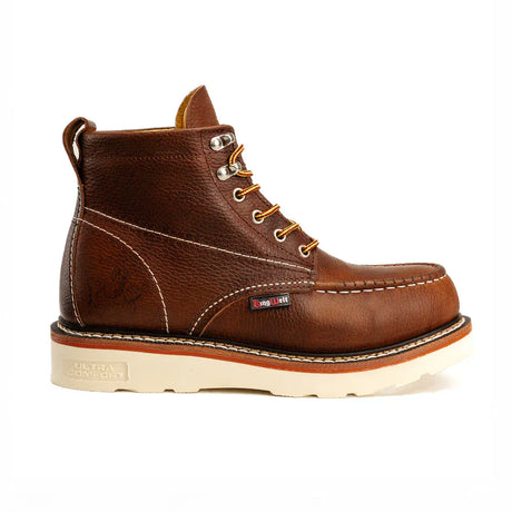 King Welt Boots Apache 6” Moc Toe Work Boots Premium Full-Grain Leather Dark Brown Color - King Welt