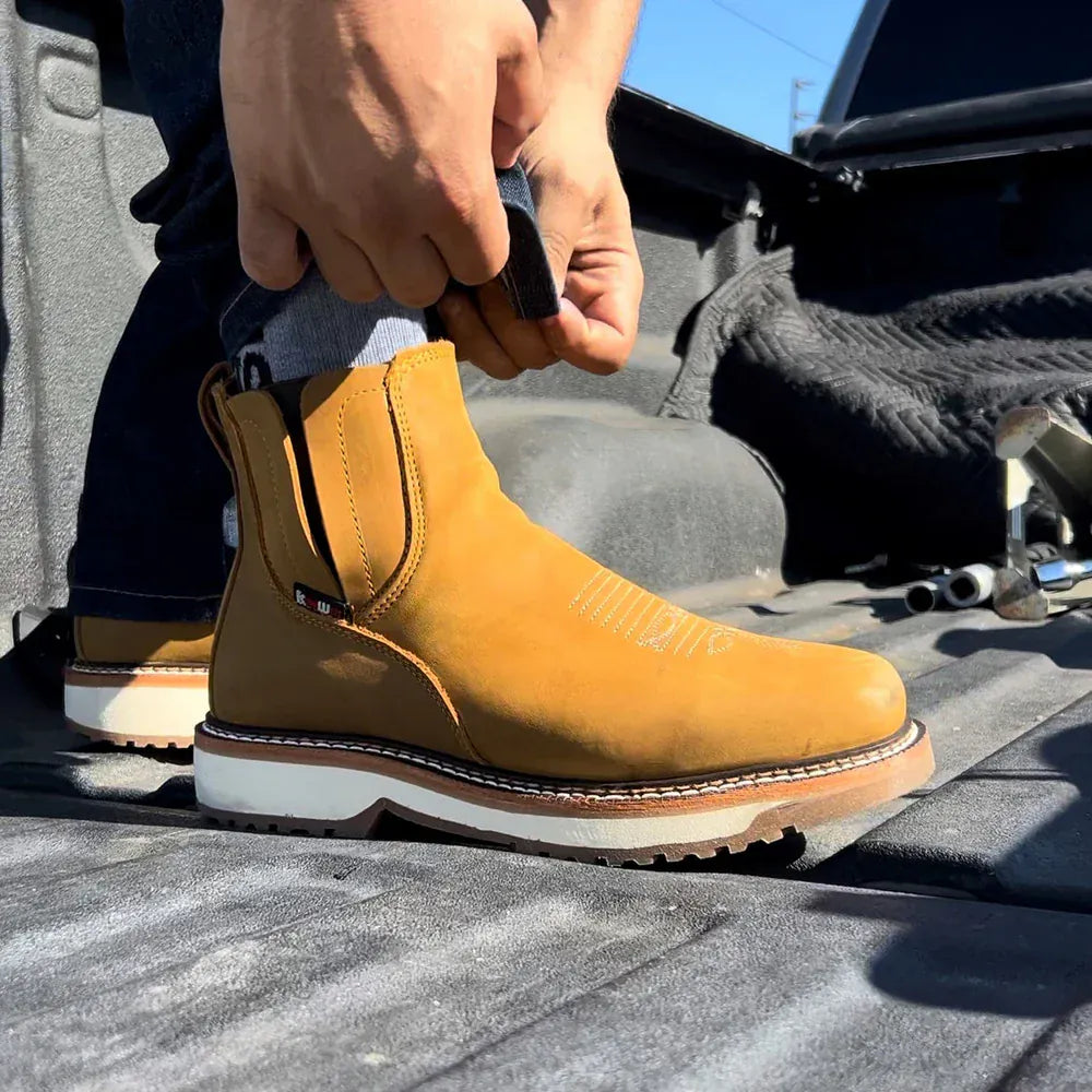 King Welt Boots Arizona 6" Pull Up Square Soft Toe Lightweight Work Boots Desert Color - King Welt