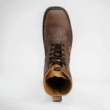 King Welt Boots Buffalo 8" Brown Double Density, Lace Up Work Boot Papaya Brown Color - King Welt