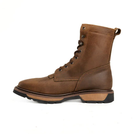 King Welt Boots Buffalo 8" Brown Double Density, Lace Up Work Boot Papaya Brown Color - King Welt