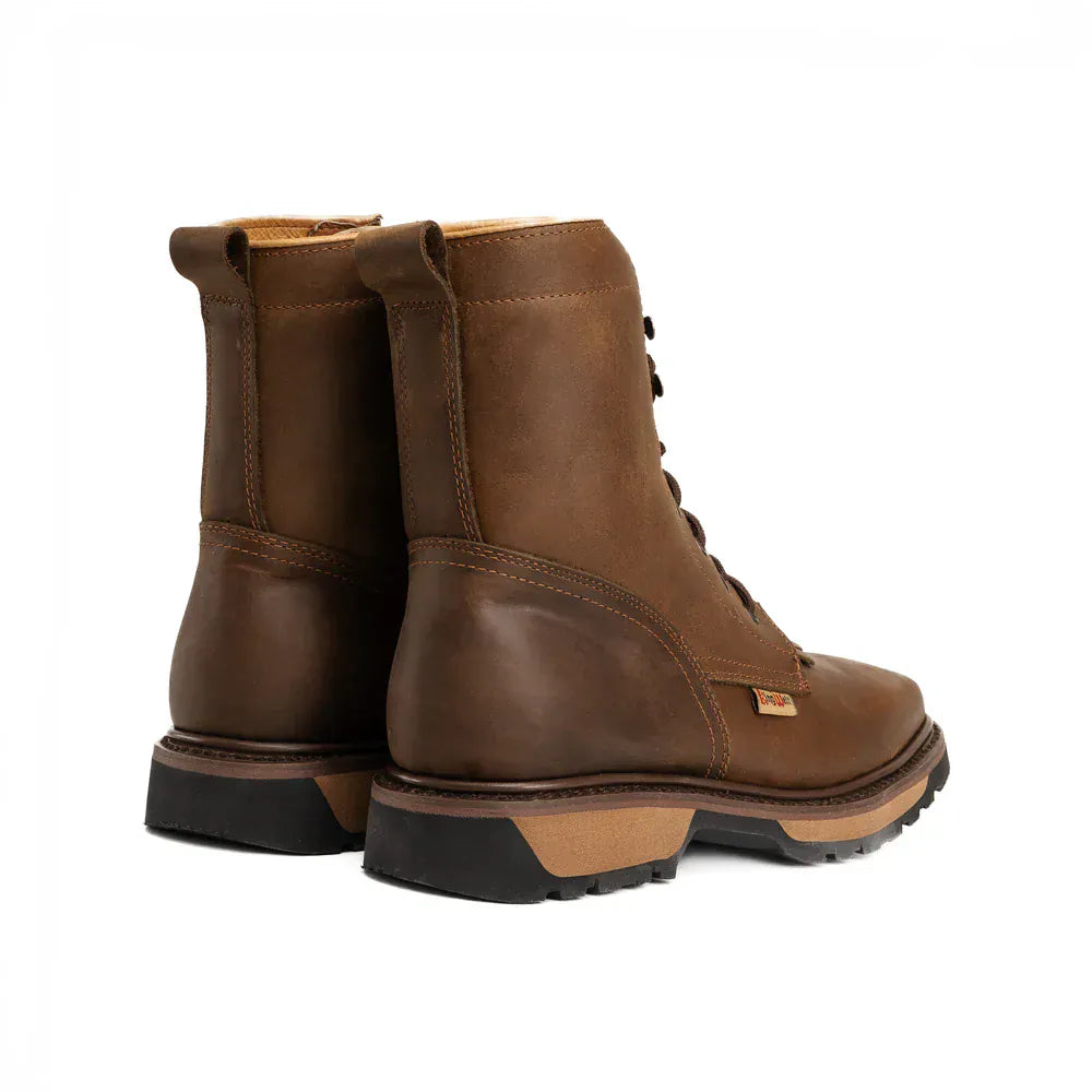 King Welt Boots Buffalo 8" Brown Double Density, Lace Up Work Boot Papaya Brown Color - King Welt