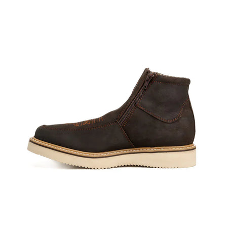 King Welt Boots Country Flex 6' Double Zipper Work Boots Soft Toe Leather Brown Color - King Welt