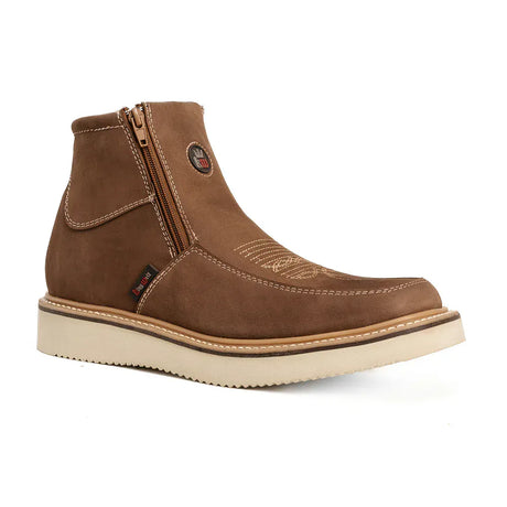 King Welt Boots Country Flex 6' Double Zipper Work Boots Soft Toe Leather Sand Color - King Welt