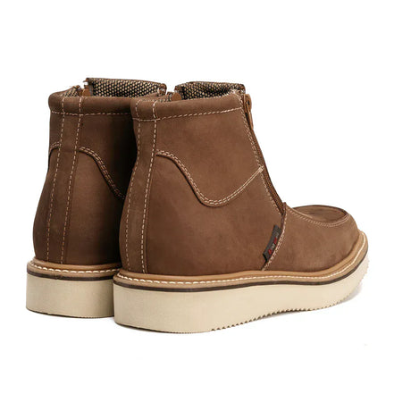 King Welt Boots Country Flex 6' Double Zipper Work Boots Soft Toe Leather Sand Color - King Welt