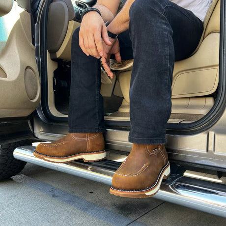 King Welt Boots Lasso 11' Pull Up Soft Moc Toe Lightweight Work Boot Brown Tobacco Color - King Welt