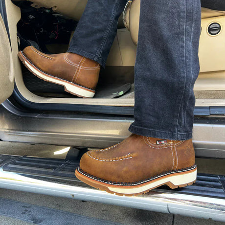 King Welt Boots Lasso 11' Pull Up Soft Moc Toe Lightweight Work Boot Brown Tobacco Color - King Welt