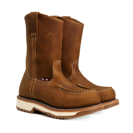 King Welt Boots Lasso 11' Pull Up Soft Moc Toe Lightweight Work Boot Brown Tobacco Color - King Welt