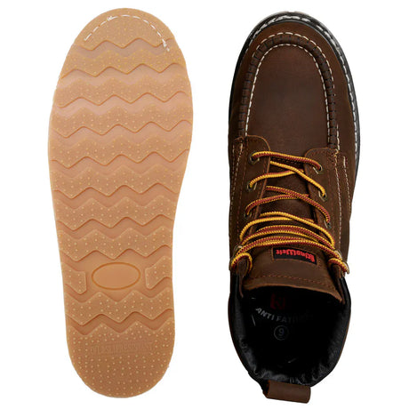 King Welt Boots Men´s Full-Grain Leather 6" Wedge Moc Toe Calexico Work Boots Sand Color - King Welt