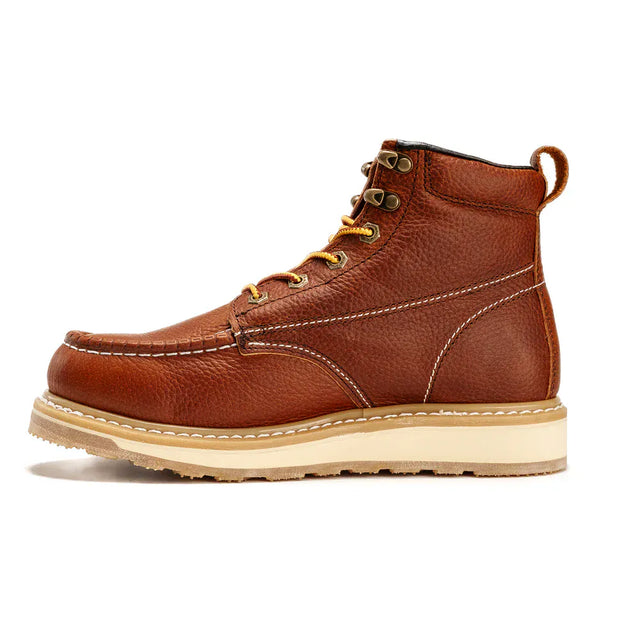 King Welt Boots Men´s Full-Grain Leather 6" Wedge Moc Toe Calexico Work Boots Tan Color - King Welt