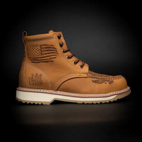 King Welt Boots Men's Patriot 6" Moc Composite Toe Work Boots Tan Color - King Welt