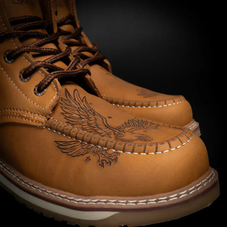 King Welt Boots Men's Patriot 6" Moc Composite Toe Work Boots Tan Color - King Welt