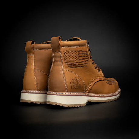 King Welt Boots Men's Patriot 6" Moc Composite Toe Work Boots Tan Color - King Welt