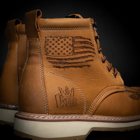 King Welt Boots Men's Patriot 6" Moc Composite Toe Work Boots Tan Color - King Welt