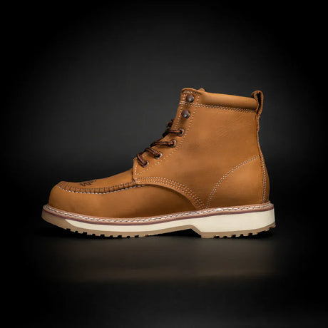 King Welt Boots Men's Patriot 6" Moc Composite Toe Work Boots Tan Color - King Welt