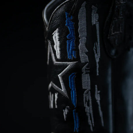 King Welt Boots Men's Thin Blue Line 11' Caiman Tribute Work Boots Gray Color - King Welt