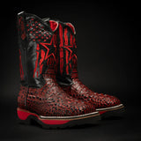 King Welt Boots Men's Thin Blue Line 11' Caiman Tribute Work Boots Red Color - King Welt