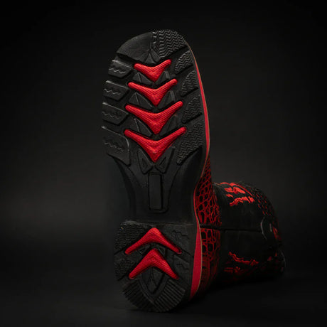 King Welt Boots Men's Thin Blue Line 11' Caiman Tribute Work Boots Red Color - King Welt