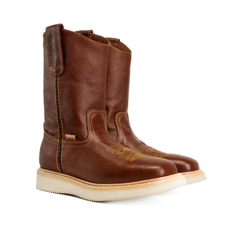 King Welt Boots Santa Fe 11" Wellington Boots Square Toe Full Grain Leather Shedron Color - King Welt