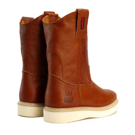 King Welt Boots Santa Fe 11" Wellington Boots Square Toe Full Grain Leather Tan Color - King Welt