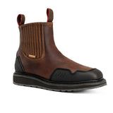 King Welt Boots Ultra Flex 6" Guarded Master Steel Toe Square Chelsea Work Boots Brown Color - King Welt