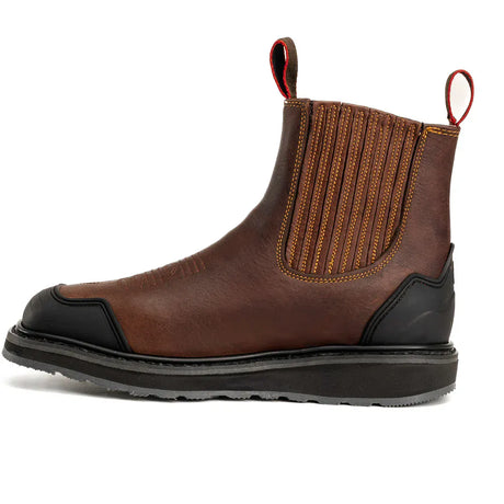 King Welt Boots Ultra Flex 6" Guarded Master Steel Toe Square Chelsea Work Boots Brown Color - King Welt