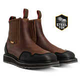 King Welt Boots Ultra Flex 6" Guarded Master Steel Toe Square Chelsea Work Boots Brown Color - King Welt