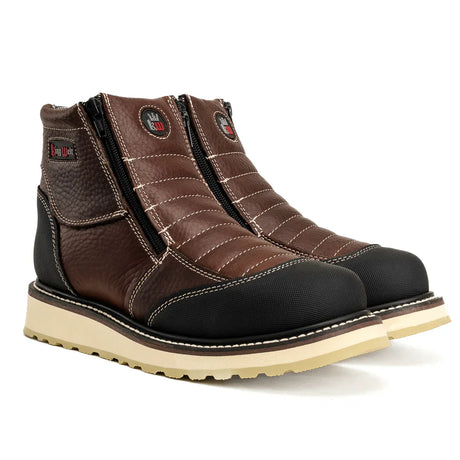 King Welt Boots Ultra Flex 6" Zipper Double Density Sole Work Boots Brown/Black Color - King Welt