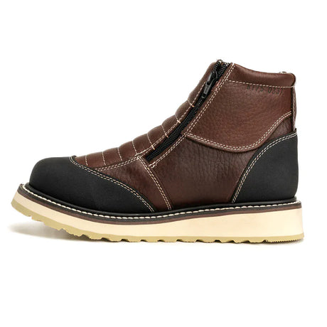 King Welt Boots Ultra Flex 6" Zipper Double Density Sole Work Boots Brown/Black Color - King Welt