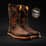 King Welt Boots Venom 11" Python Tribute Work Boot Square Steel Toe Brown Color - King Welt