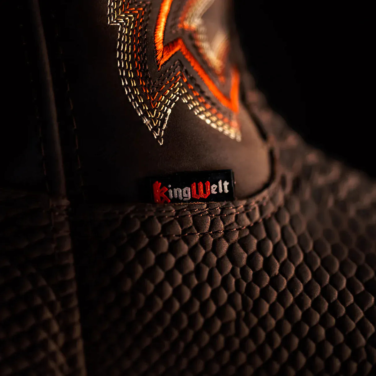 King Welt Boots Venom 11" Python Tribute Work Boot Square Steel Toe Brown Color - King Welt