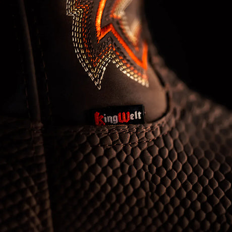 King Welt Boots Venom 11" Python Tribute Work Boot Square Steel Toe Brown Color - King Welt