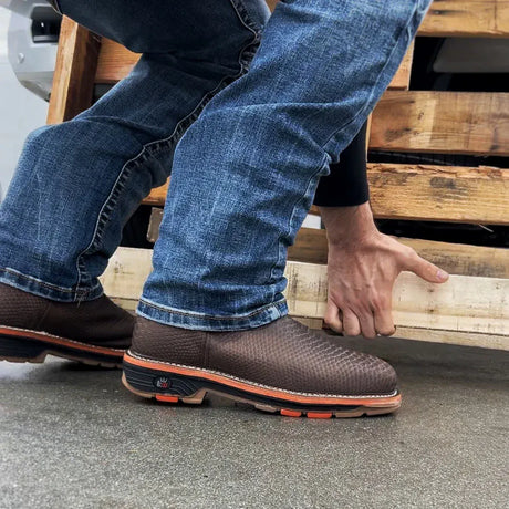 King Welt Boots Venom 11" Python Tribute Work Boot Square Steel Toe Brown Color - King Welt